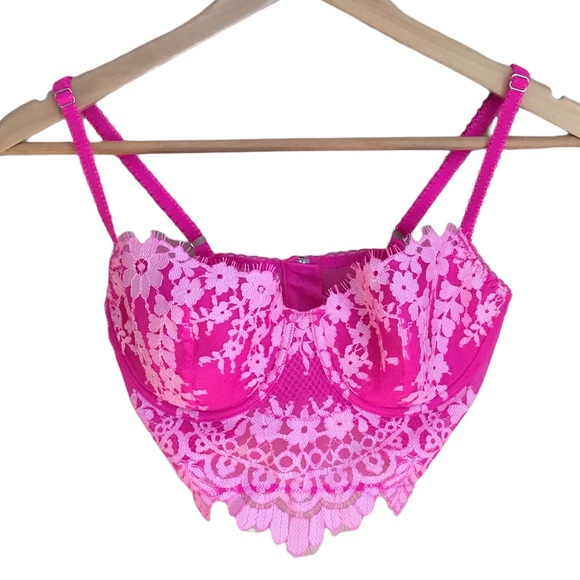 Victoria's Secret Other - Victoria’s Secret Dream Angels Lined Demi Pink Lace Back Zip Bra
